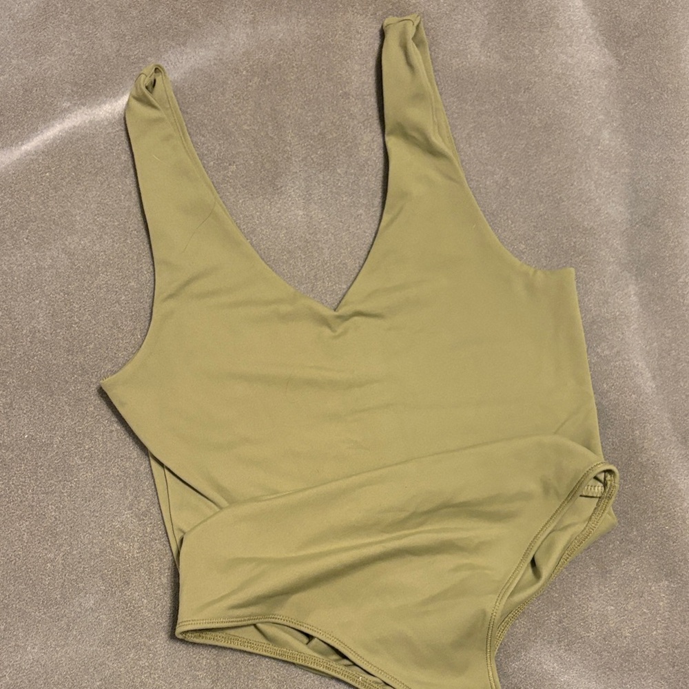 Abercrombie & Fitch Olive Green V-Neck Bodysuit